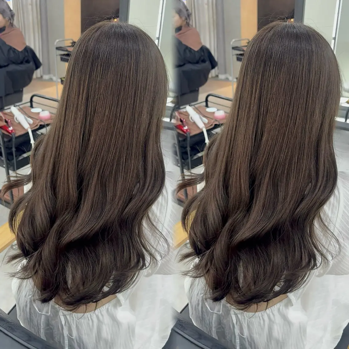 ロング カラー アッシュ アッシュブラウン ベージュカラー 黒髪 ブリーチ カット ヘアカラー トリートメント 赤み無し柔らかカラー 【梅田】madokaのヘアスタイル