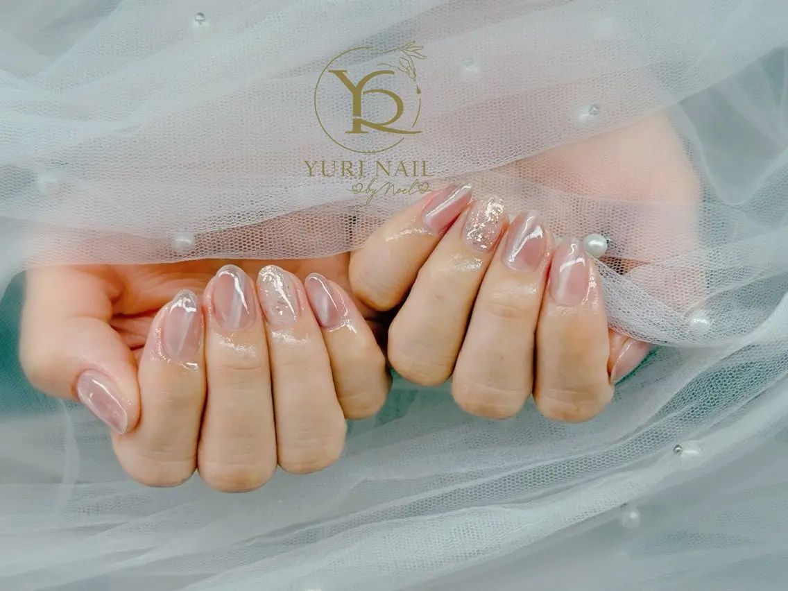 ネイル チークネイル フットネイル フレンチネイル 韓国ネイル 水色 ハンドネイル フットネイル ハンドケア YURI Nail NARITAのネイルデザイン