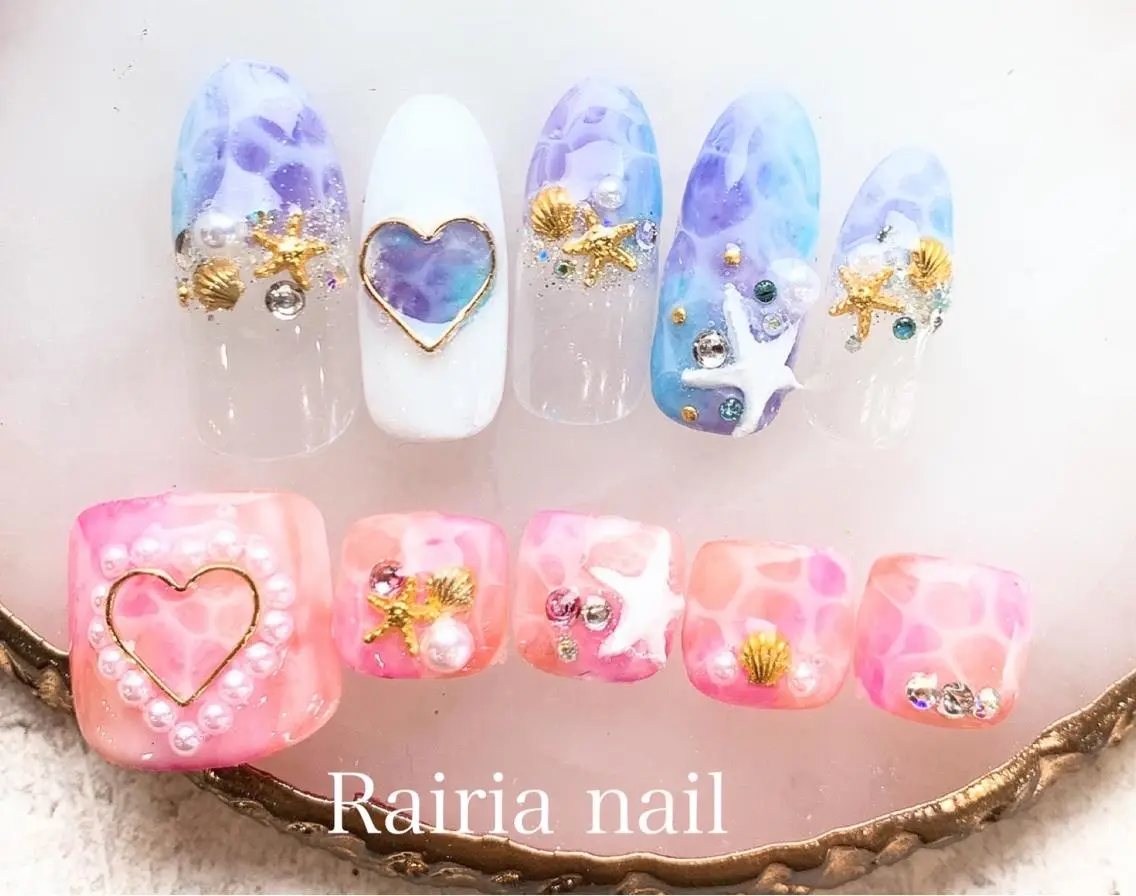 ネイル ジェルネイル パラジェル 夏ネイル Rairia nail本八幡店のネイルデザイン