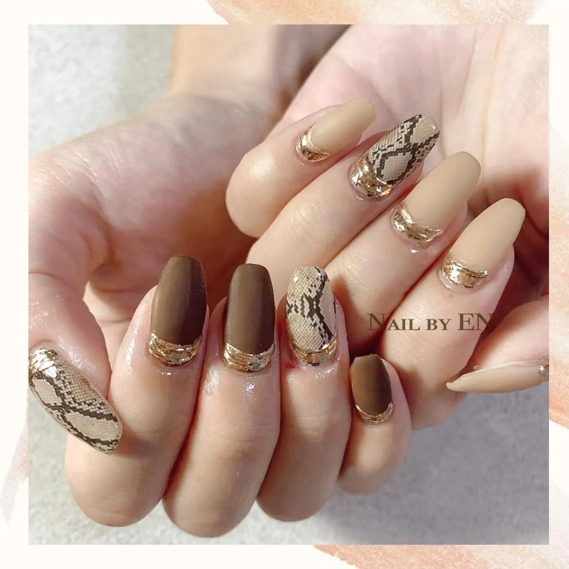 ネイル ブラウン Nail by EN*Namiのネイルデザイン