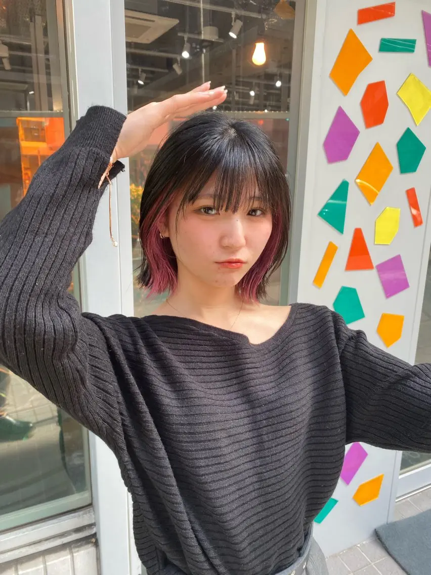 ミディアム カラー 切りっぱなしボブ ベージュカラー ブリーチ ピンクカラー ピンクベージュ カット ヘアカラー トリートメント Riganuts王子 Hayato✂︎のヘアスタイル