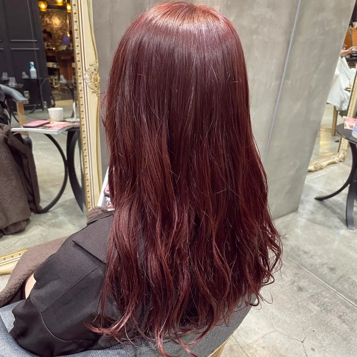 ロング カラー ヘアアレンジ ピンクカラー 髪質改善カラー&TR 縮毛矯正/弱酸性矯正のヘアスタイル