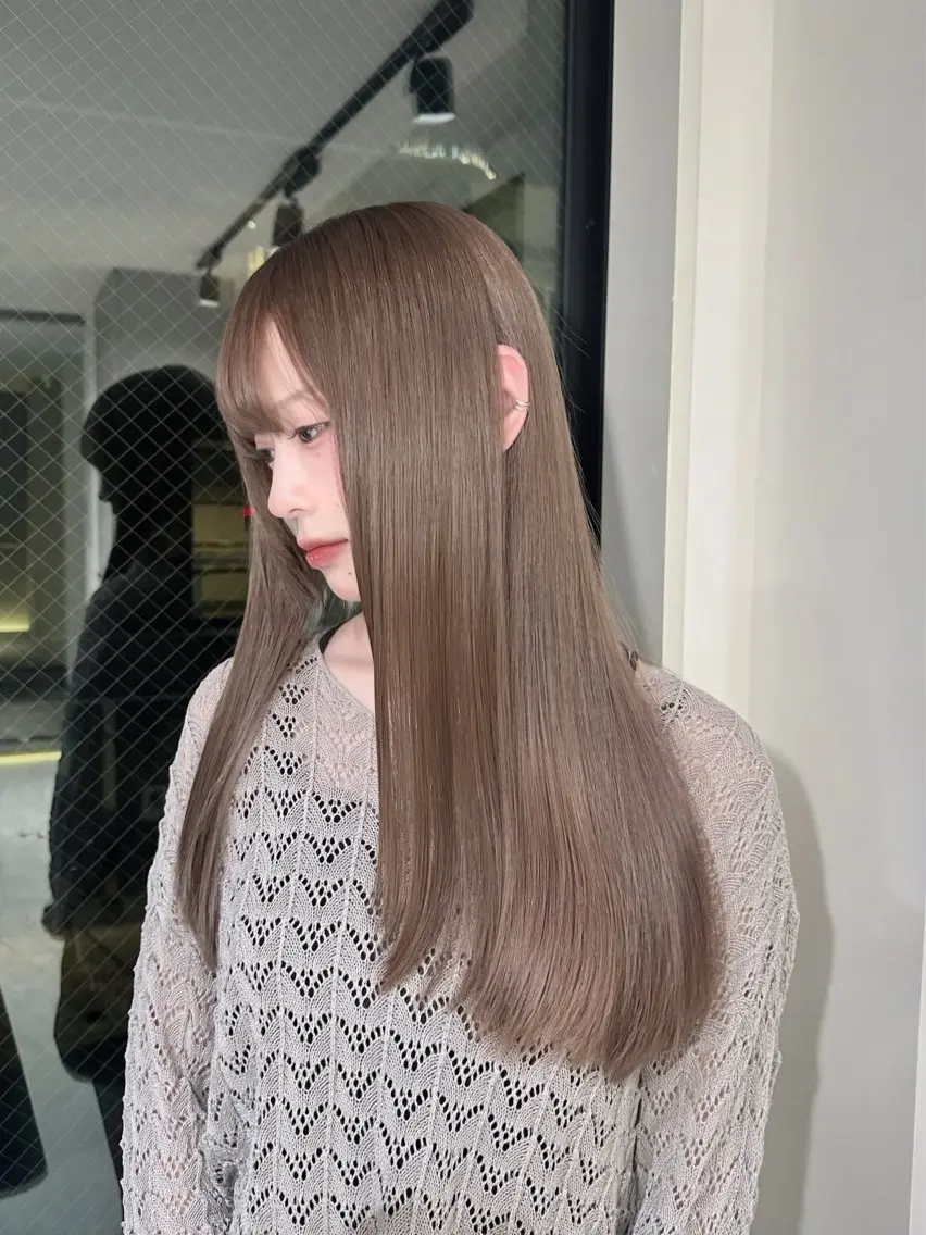 ロング ヘアカラー ミルクティー/韓国ヘ アHaruka🎀のヘアスタイル