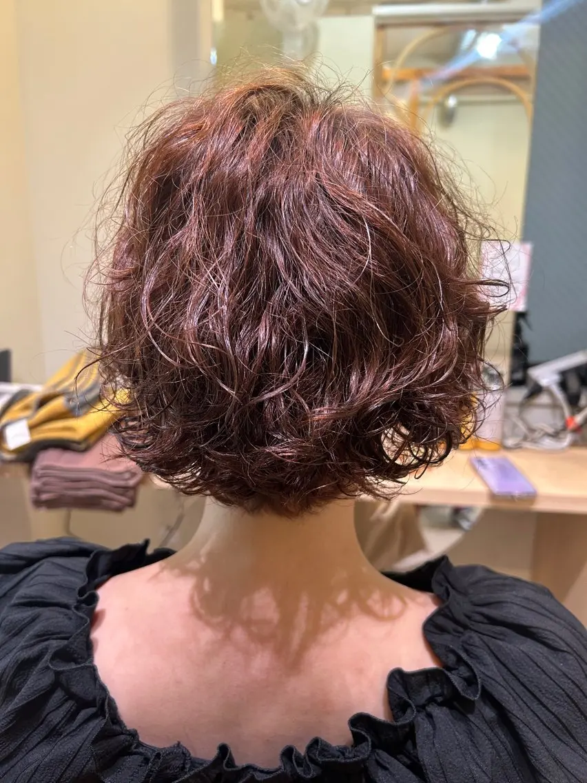 ショート パーマ 髪質改善 トリートメント プードルパーマ 久木原 ゆりのヘアスタイル
