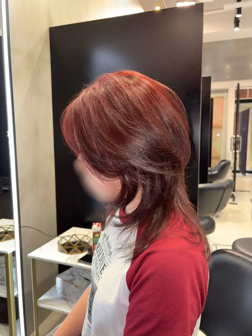 ミディアム カラー レッドカラー ヘアカラー 表参道/似合わせ⟡⋆ 木村 心優♡のヘアスタイル