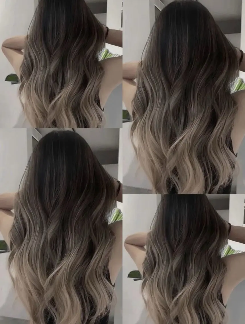 セミロング カラー バレイヤージュ ハイライトカラー ハイライト レイヤーカット レイヤーカット ハッシュレイヤー特化のヘアスタイル