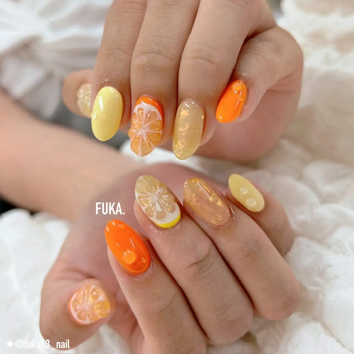 ネイル アートネイル オレンジ 夏ネイル ハンドネイル Nail♡Fuka. /6月予約受付中のネイルデザイン