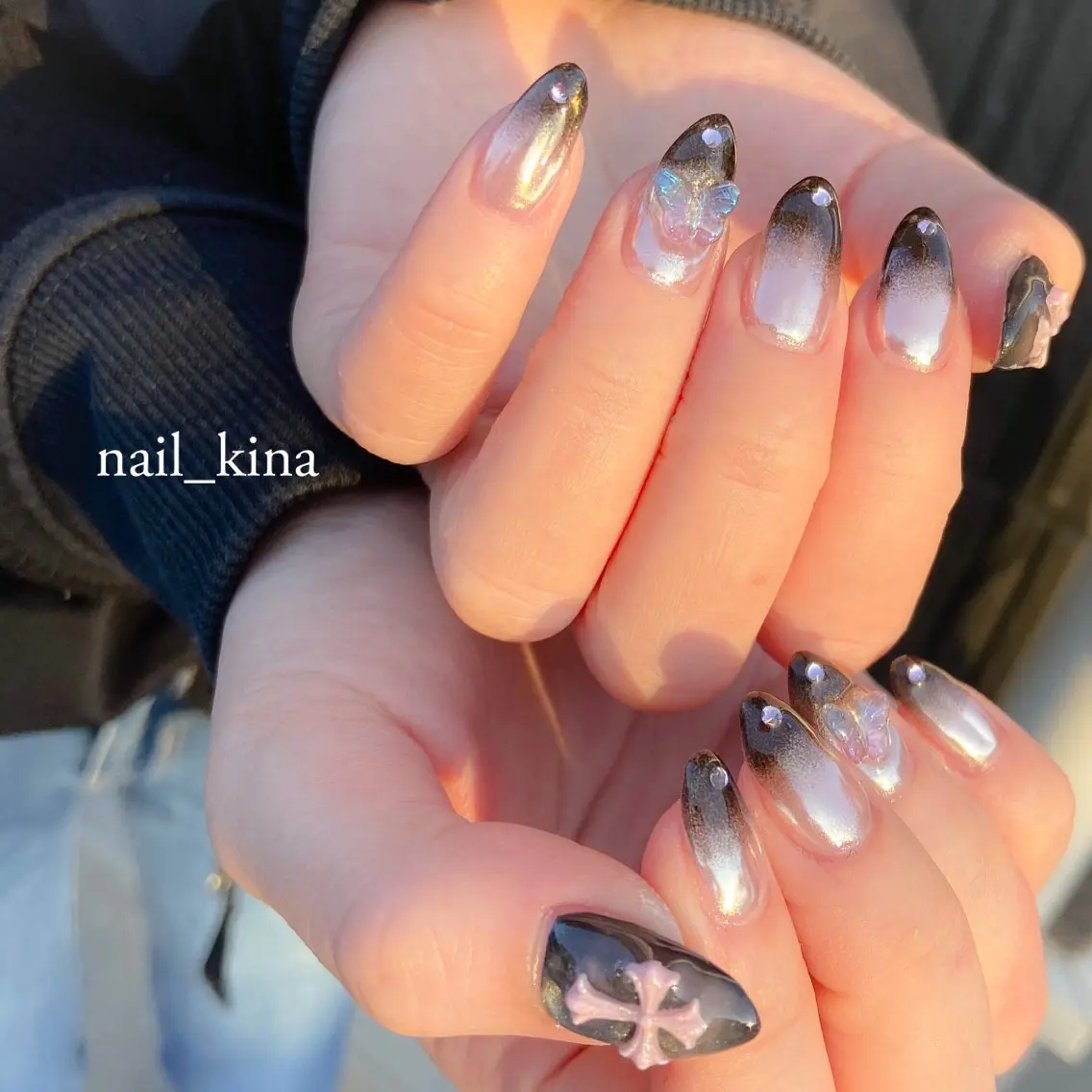 ネイル オーロラネイル グラデーション マグネットネイル ピンク nail_ kinaのネイルデザイン