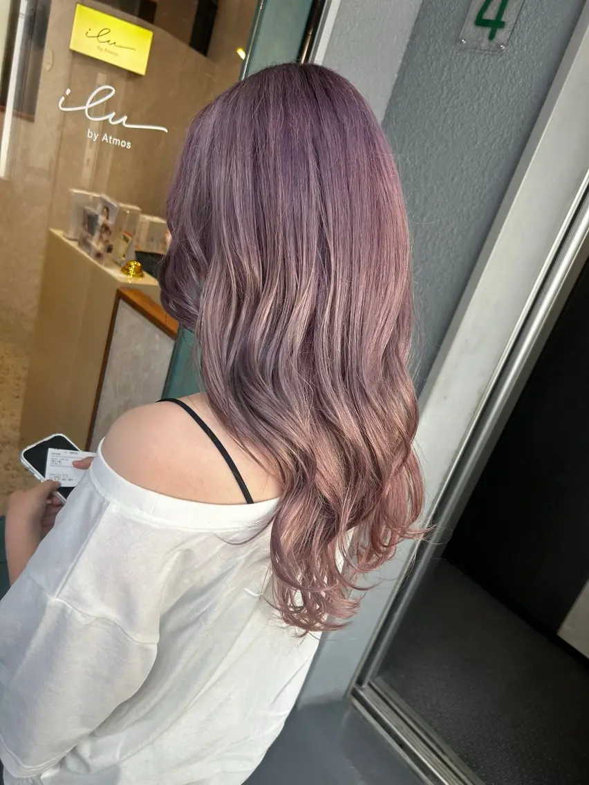 ロング カラー ブリーチ 透明感カラー ハイトーンカラー ラベンダーカラー ラベンダーピンク ヘアカラー Kyota 西九条美容師のヘアスタイル