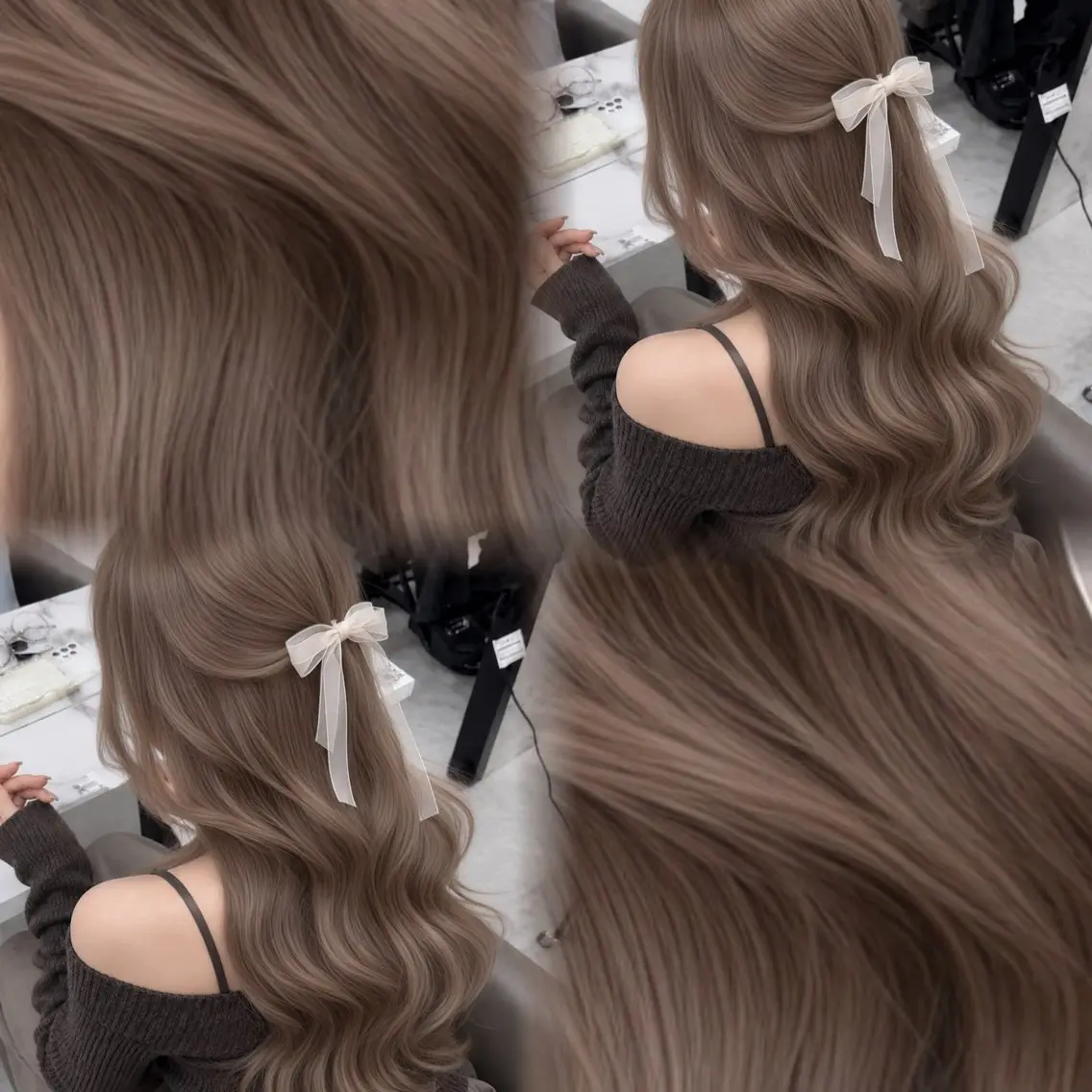 セミロング カラー ヘアアレンジ シールエクステ ベージュカラー 黒髪 ブリーチ ブロンド カット ヘアカラー ハイトーン特化💍 NØRN💍韓国のヘアスタイル