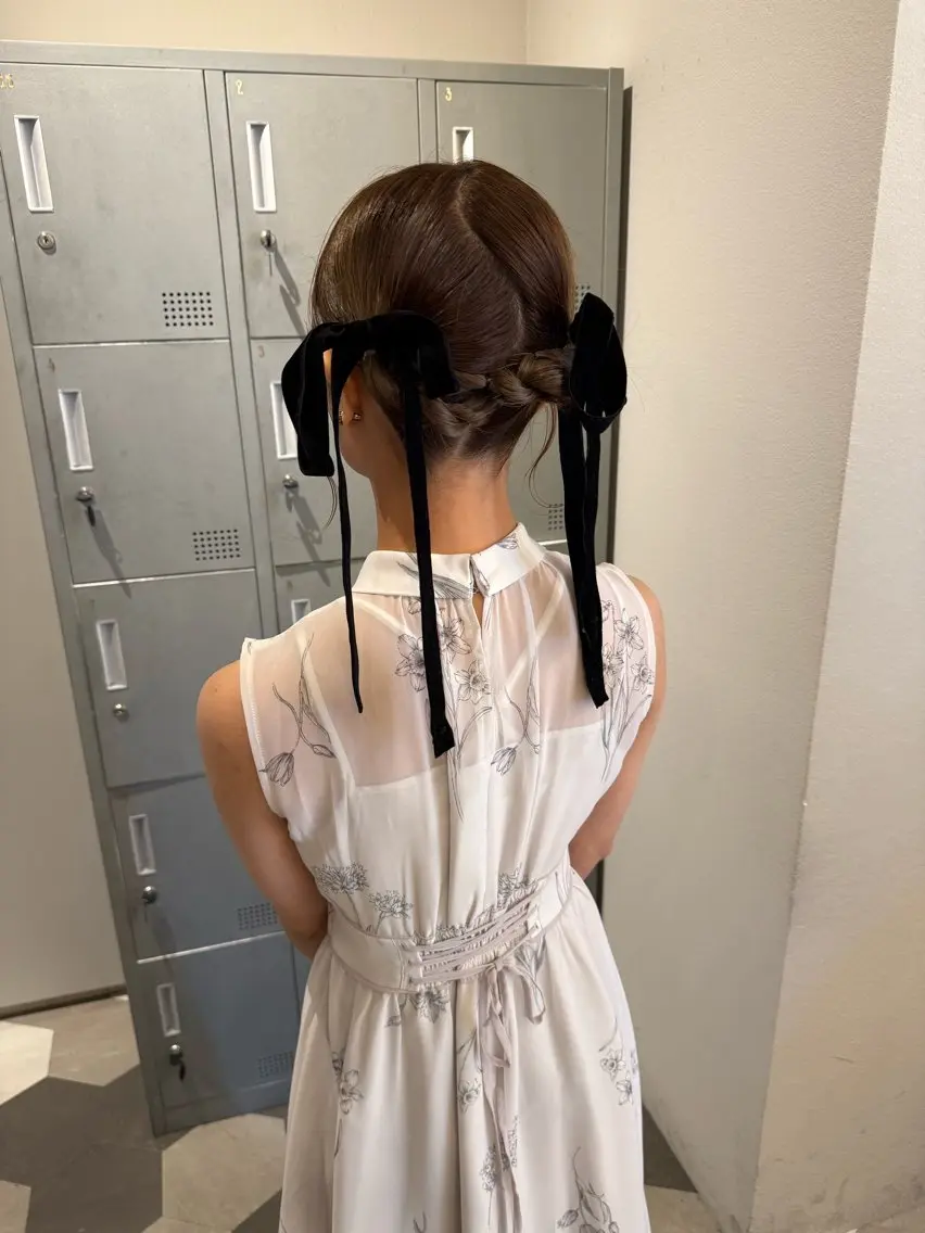 ミディアム ヘアアレンジ ヘアセット ブリーチ/アレンジ 天満/chihiroのヘアスタイル