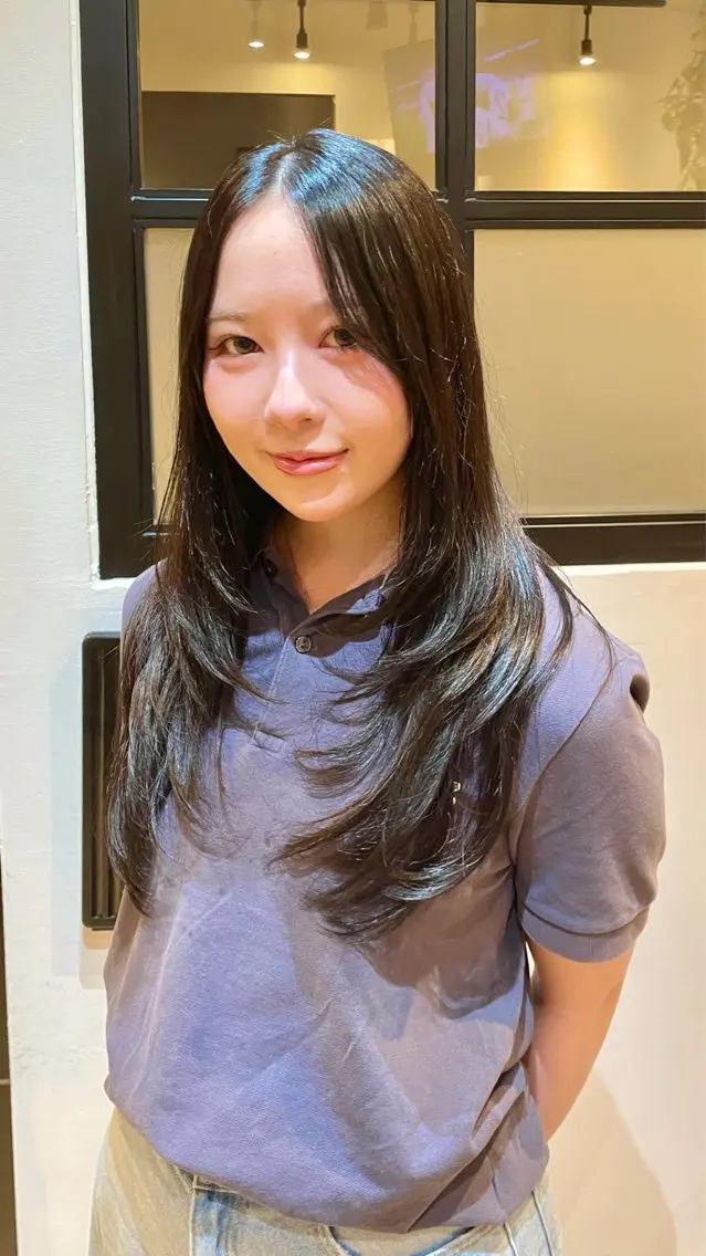 ロング カラー 透明感カラー ハイレイヤー レイヤーカット カット ヘアカラー トリートメント 望恵🌸メンズ募集中 ✂️韓国艶髪のヘアスタイル