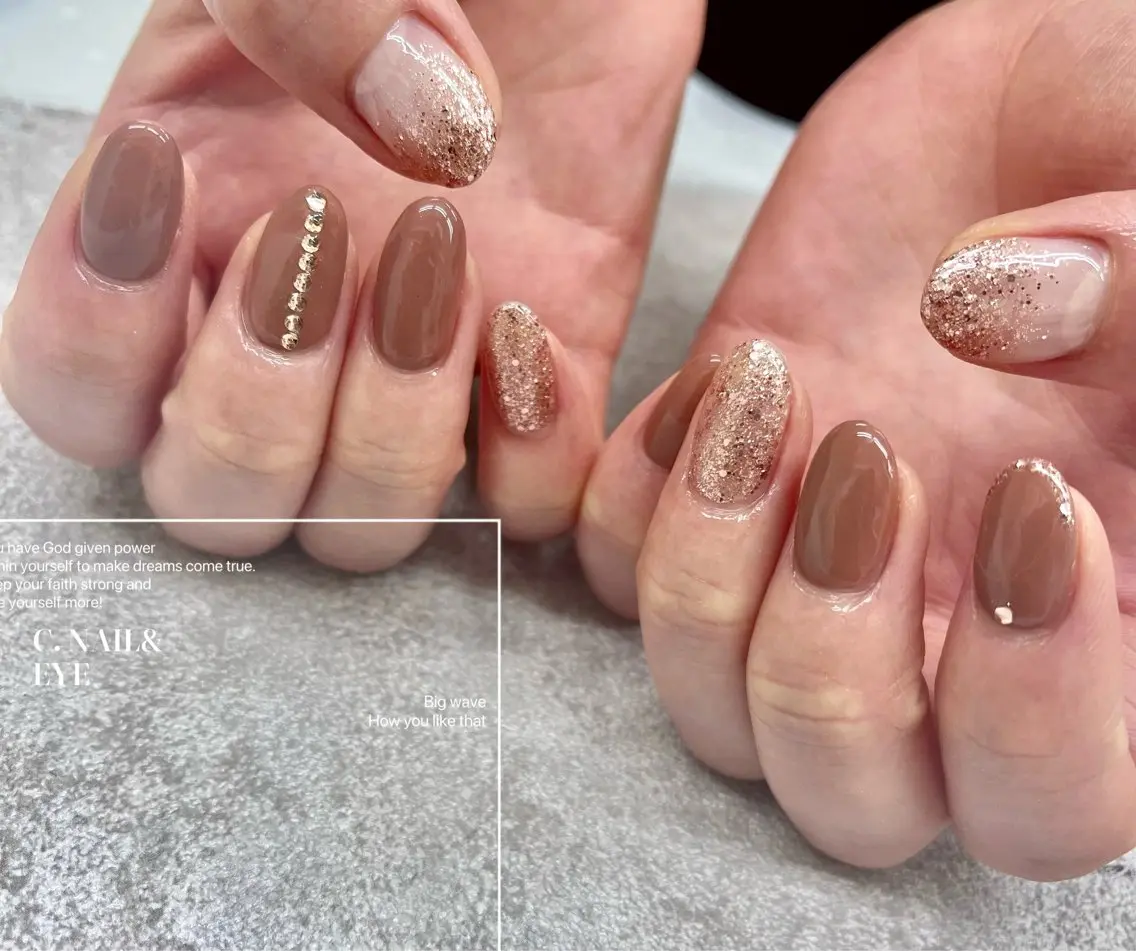 ネイル ブラウン バレンタイン C.Nail &Eyeのネイルデザイン