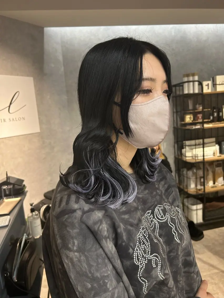 ロング カラー ブリーチ ケアブリーチ カット ヘアカラー エクステ 福西 洋斗のヘアスタイル