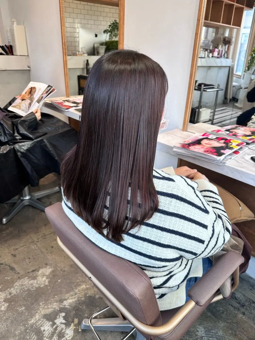 前髪カット＋ケアカラー(白髪染め可)＋3stepトリートメント(ドライ込)の写真