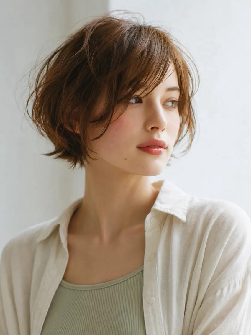 ミディアム パーマ カット パーマ ゆるふわパーマ 似合わせカットのヘアスタイル