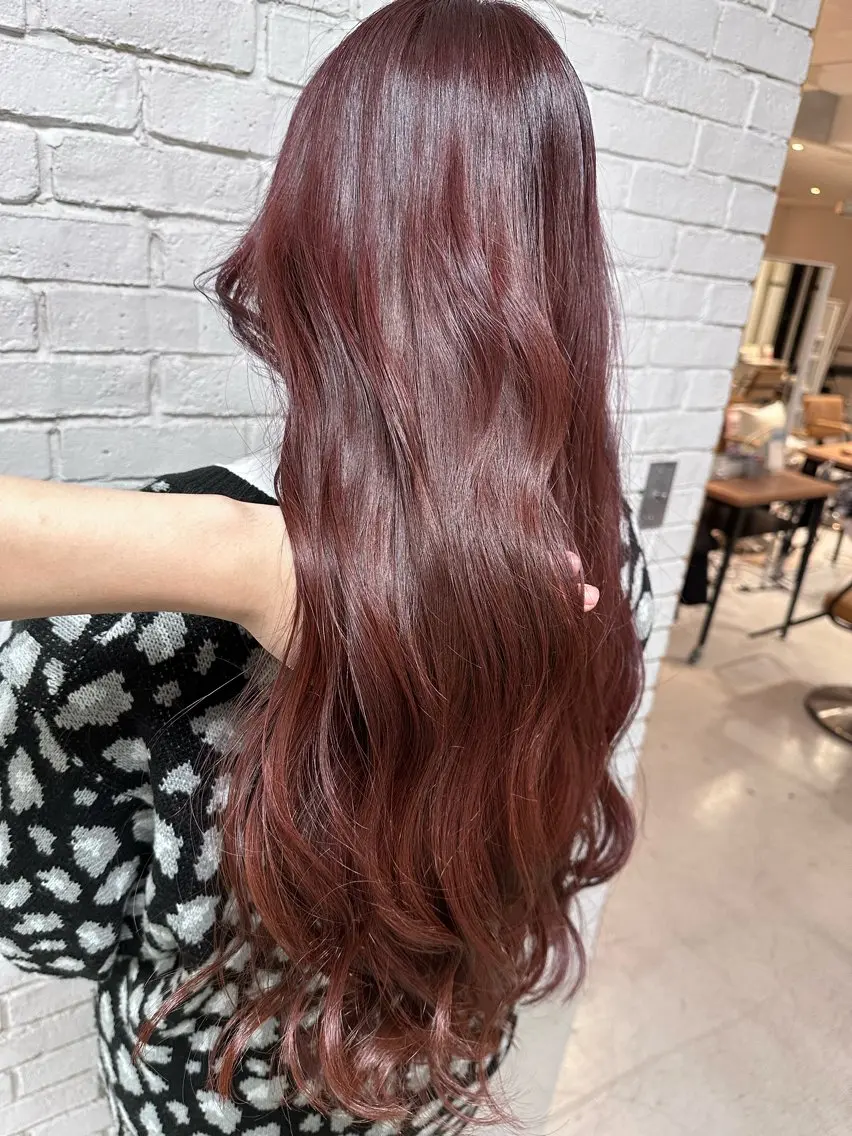 ロング カラー ブリーチ ブリーチなしカラー レッドカラー レイヤーブリーチ特化 ホワイト専門/岸のヘアスタイル