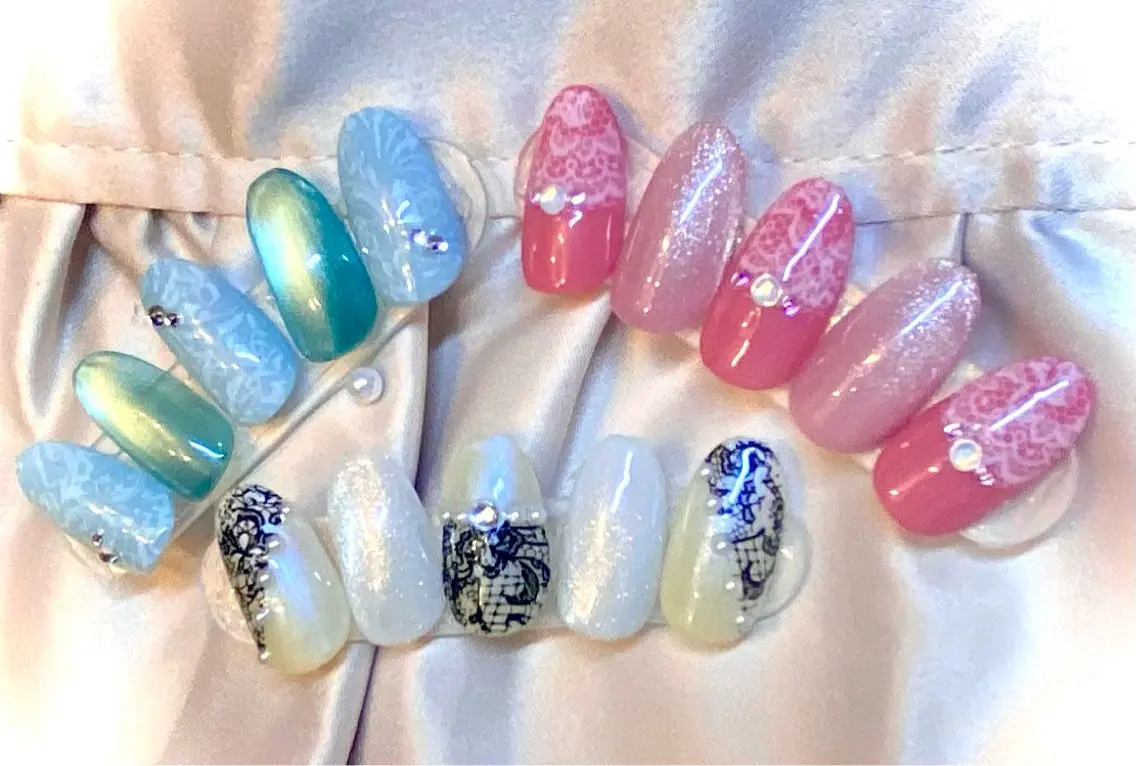 上品レースデザインネイル💅✨(オフあり、甘皮ケア付)の写真