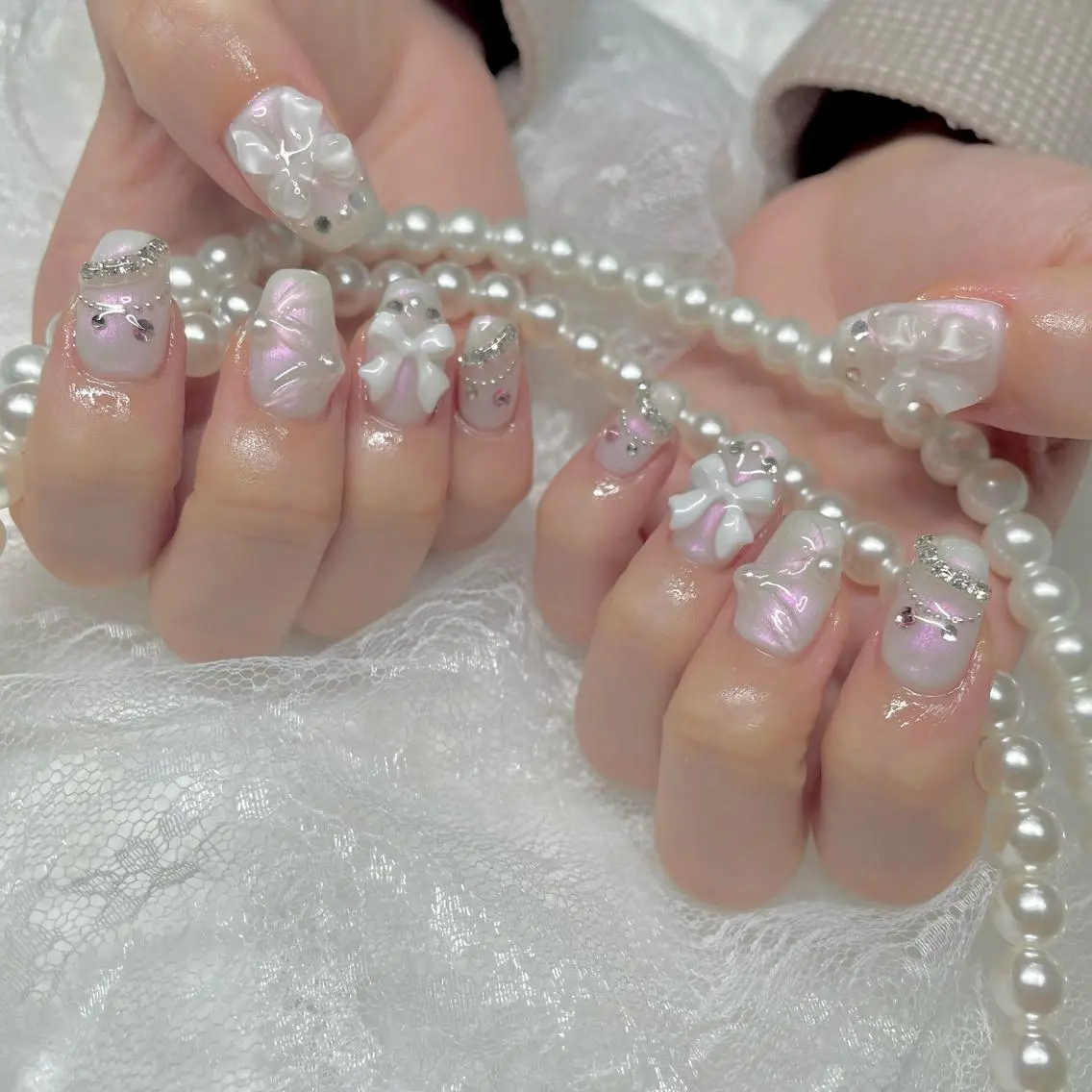 ネイル ジェルネイル リボン ハンドネイル J terrace Nailのネイルデザイン