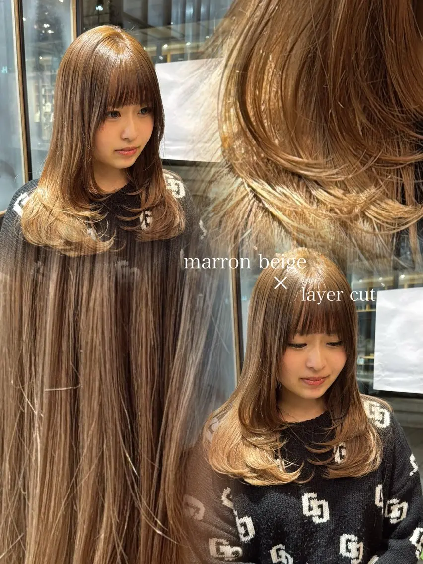 セミロング カット ヘアカラー レイヤーカット /momocaのヘアスタイル
