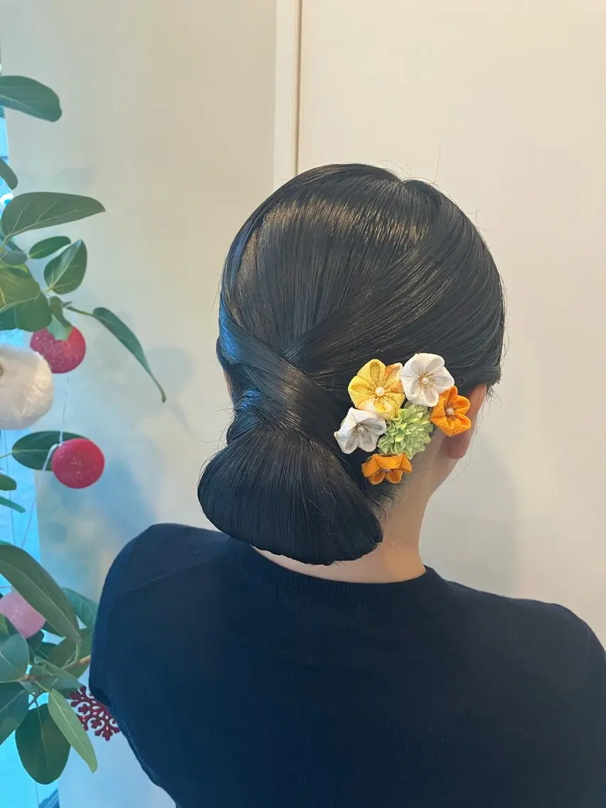 ロング ヘアアレンジ 着物ヘア Hair&Make Nahoのマツエク・マツパデザイン