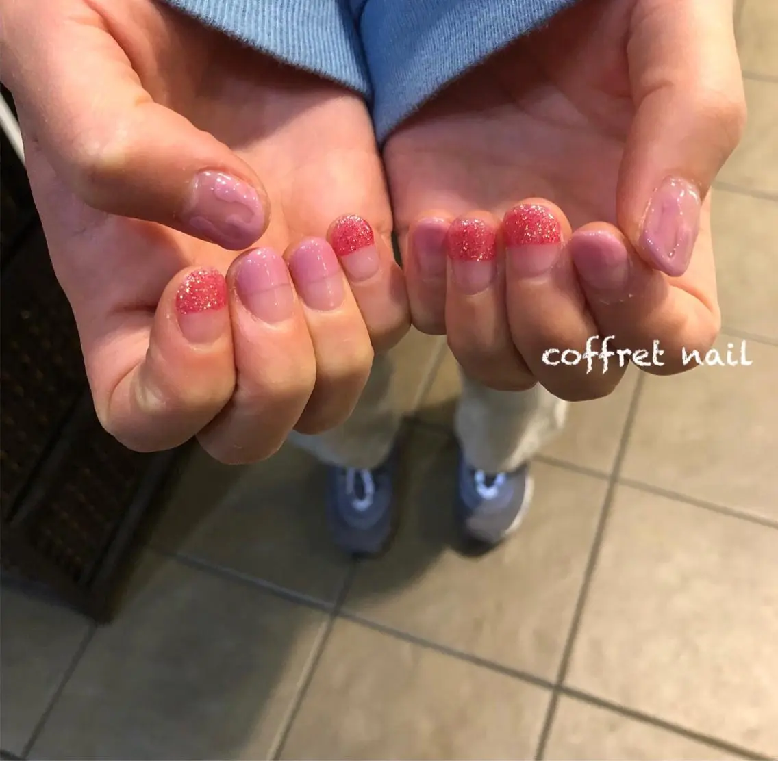 ネイル カジュアル クリアネイル 長さ出し フットネイル フレンチネイル ネイリスト 土橋 由季のネイルデザイン