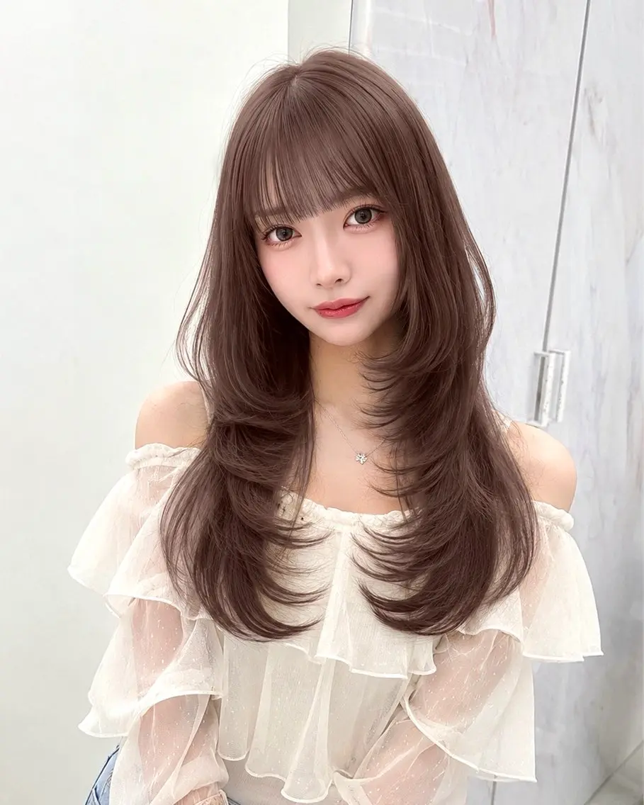 ロング カラー カット ヘアカラー トリートメント Ryoichi⛓️ 韓国ヘア/ハイトーンのヘアスタイル