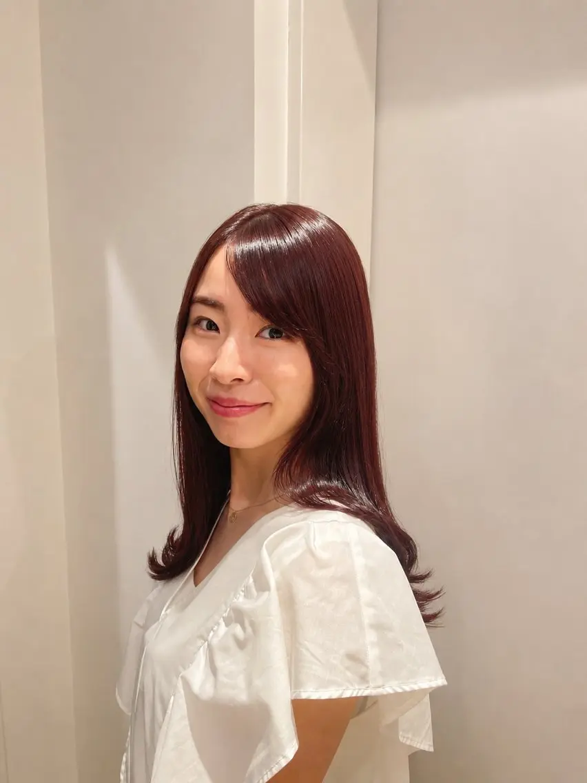 ロング カラー パーマ ブラウンカラー ヘアカラー トリートメント ヒナ/酸性ストレート /レイヤーカットのヘアスタイル