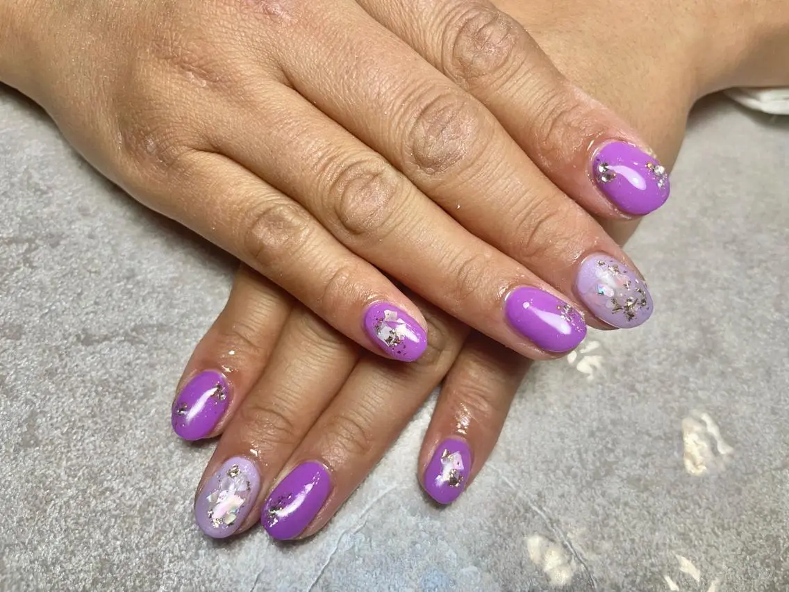 ネイル ラメ(グリッター) パープル BLANC.nail yuuのネイルデザイン