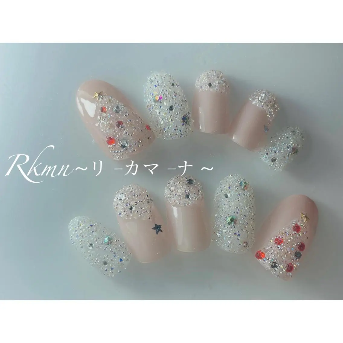 ネイル アートネイル フレンチネイル 春ネイル 冬ネイル クリスマス ハンドネイル フットネイル ハンドケア Rkmn ~リ-カマ-ナ~のネイルデザイン