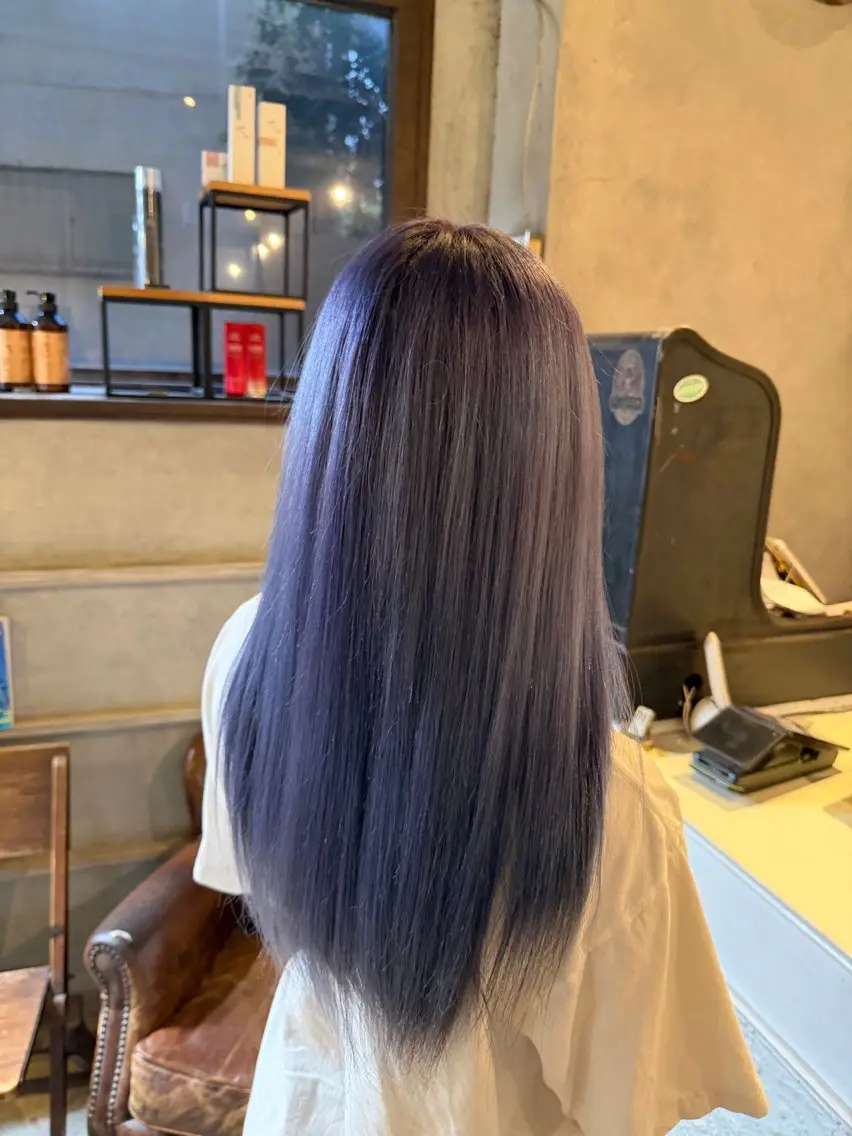ロング パープルカラー ヘアカラー 💖艶ダメージレス激 可愛カラーKAO💖のヘアスタイル