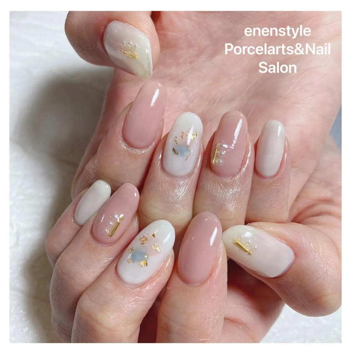 ミディアム ネイル ハンドネイル 🐾enen style 🐾のネイルデザイン