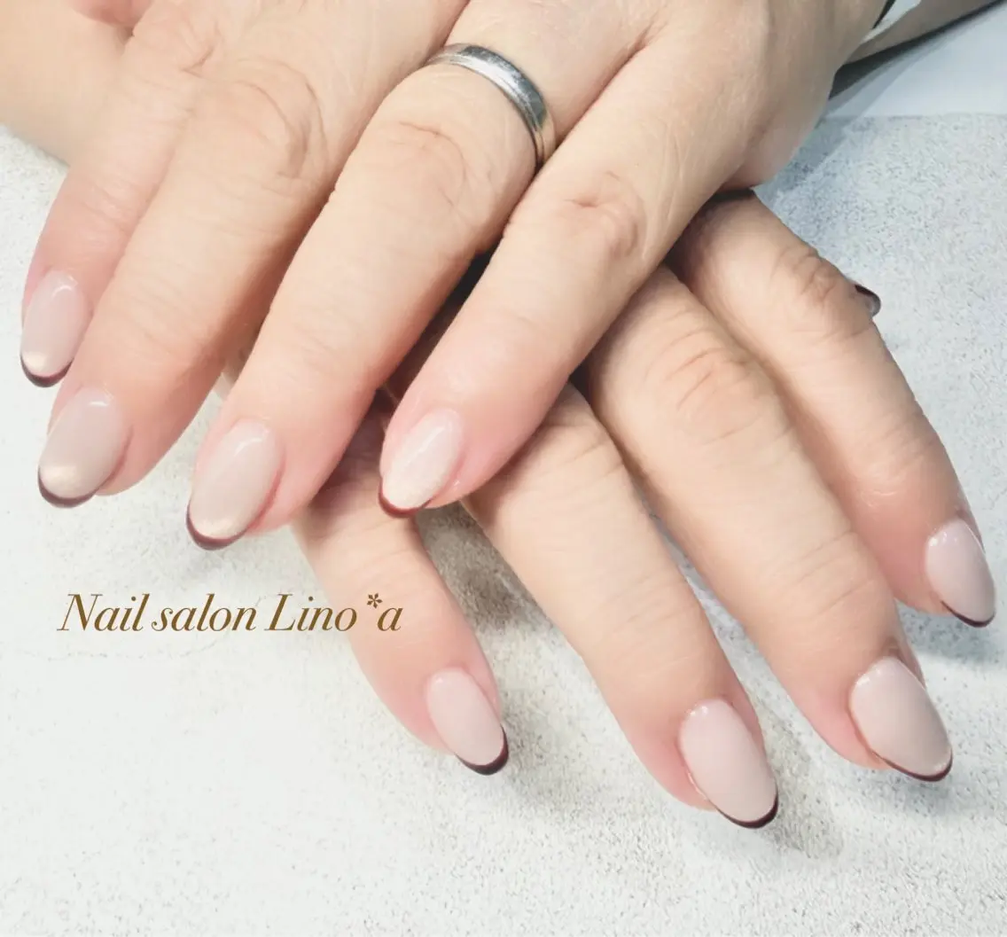 ネイル フレンチネイル マグネットネイル ピンク ピンクベージュ 赤色 ハンドネイル Nail salon Lino*aのネイルデザイン