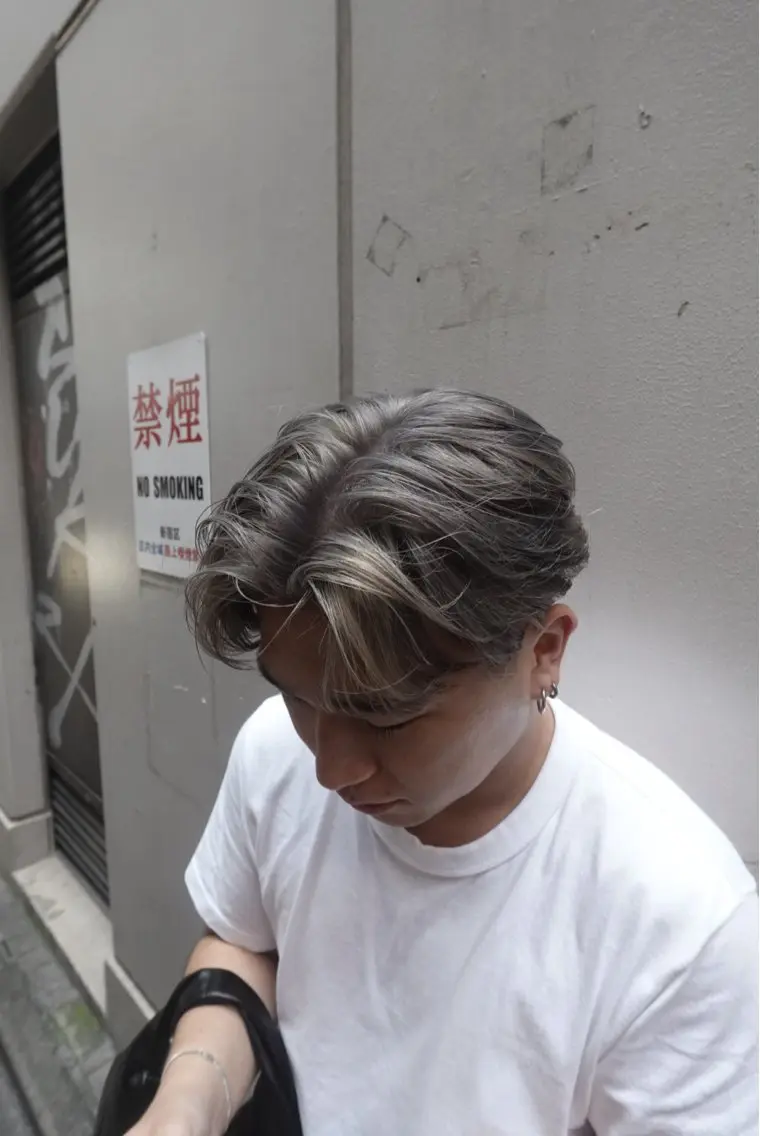 カラー メンズ メンズブリーチ メンズハイトーン ブリーチ 透明感カラー ダブルカラー カット ヘアカラー トリートメント シャドウ/フェザー/ パーマ/新宿/和真のヘアスタイル