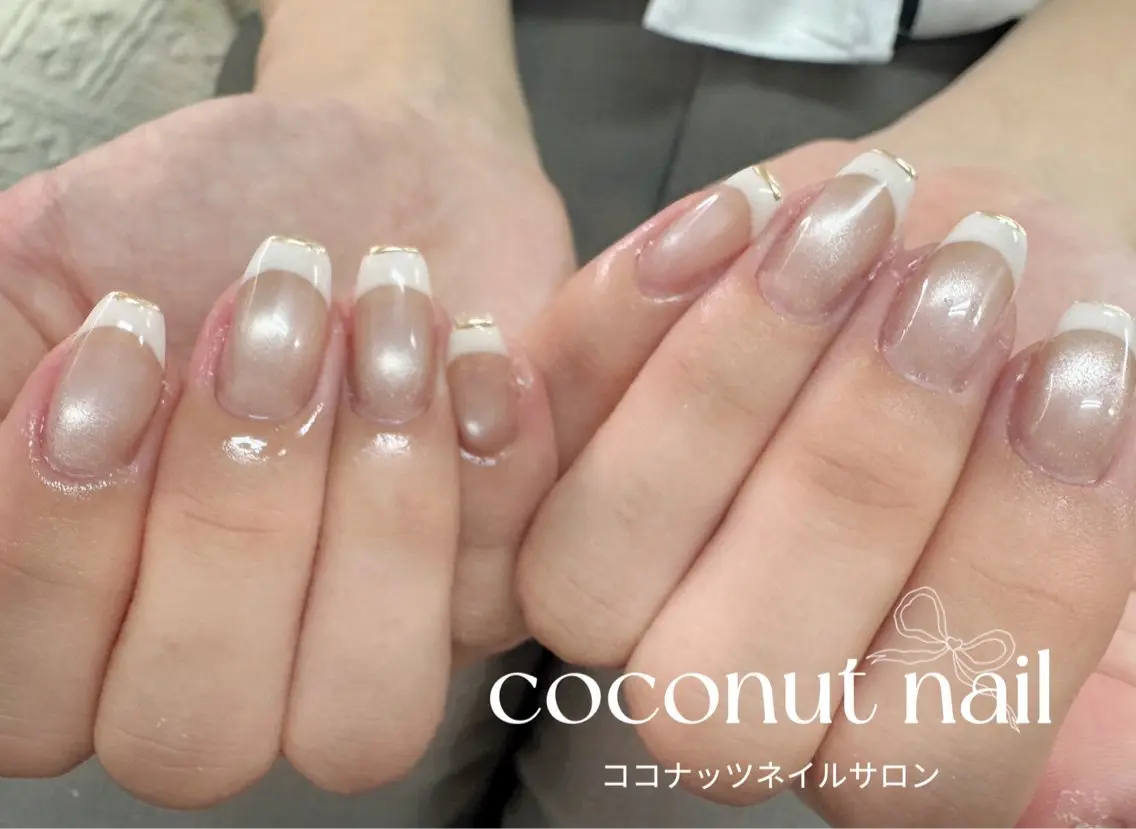 ネイル べっ甲ネイル フレンチネイル キラキラネイル マグネットネイル 大理石ネイル(マーブル) ハンドネイル 神田 ココナッツのネイルデザイン