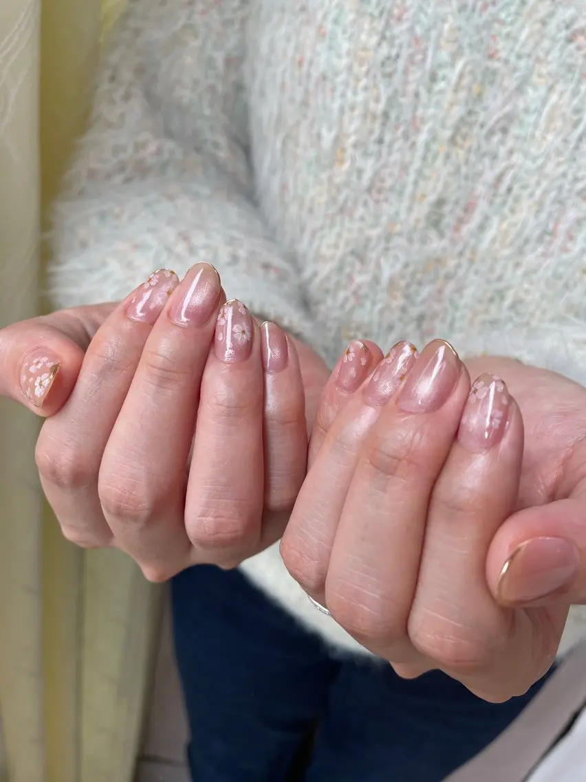 ネイル 桜ネイル マグネットネイル ブライダルネイル ハンドネイル cachette mのネイルデザイン