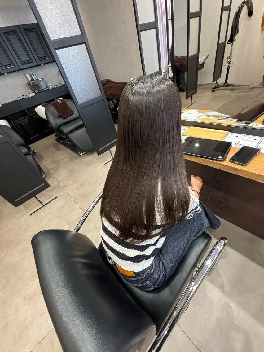ロング カット 縮毛矯正 馬場 一輝のヘアスタイル