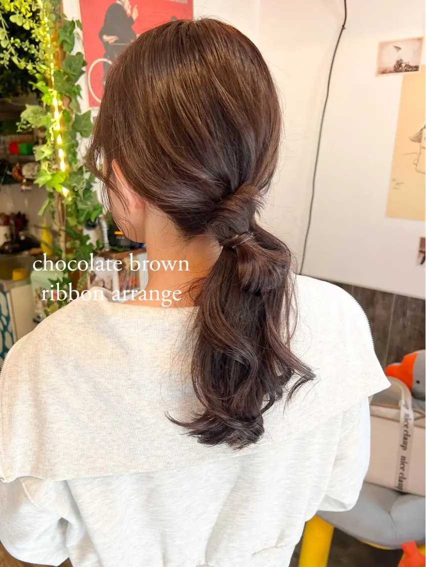 セミロング カラー ヘアアレンジ ブラウンカラー チョコレートブラウン カット ヘアカラー トリートメント カラーパティシエ facce🌼ikoのヘアスタイル