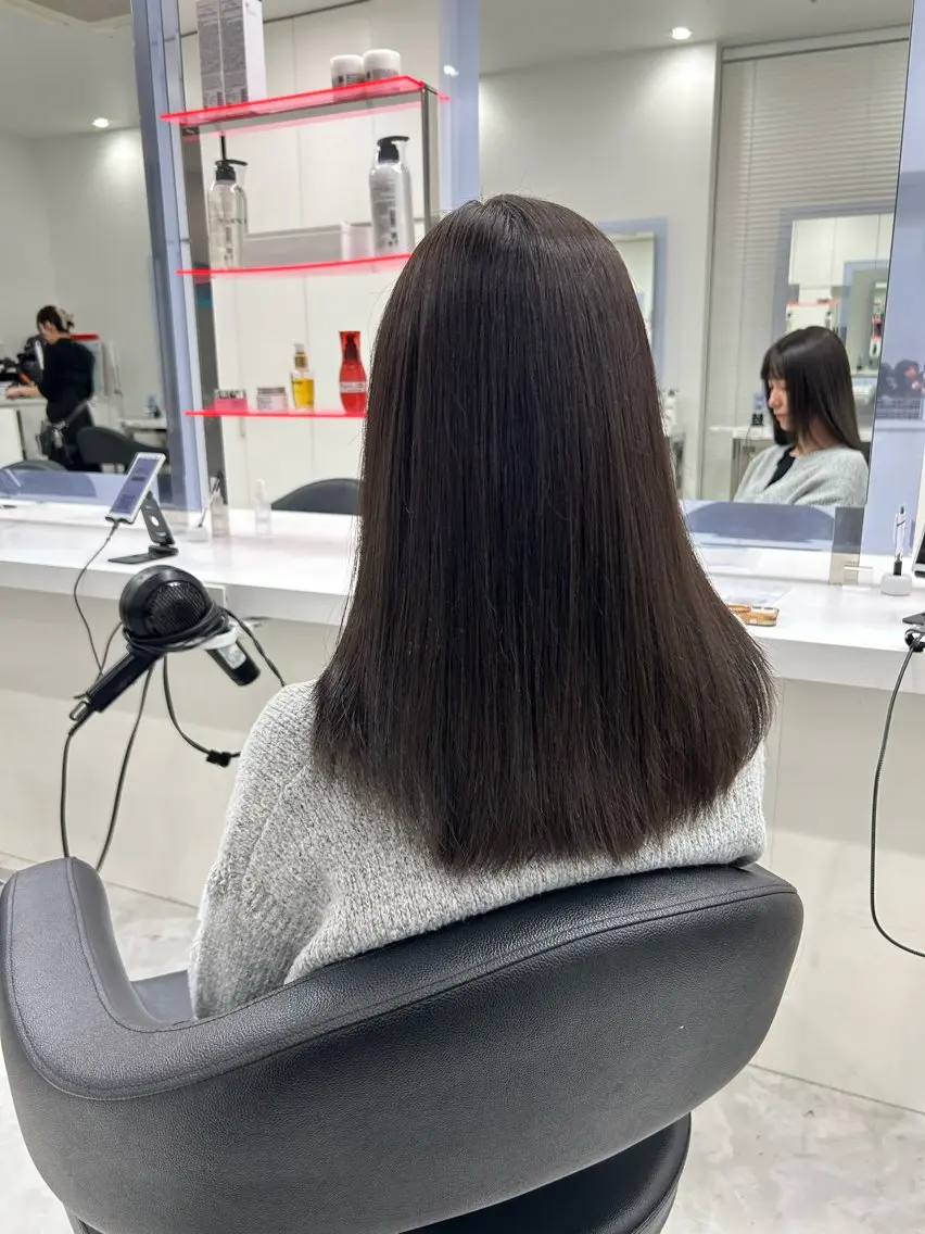 セミロング カラー 透明感カラー グレージュ 韓国カット/ パーマ/KOTAのヘアスタイル