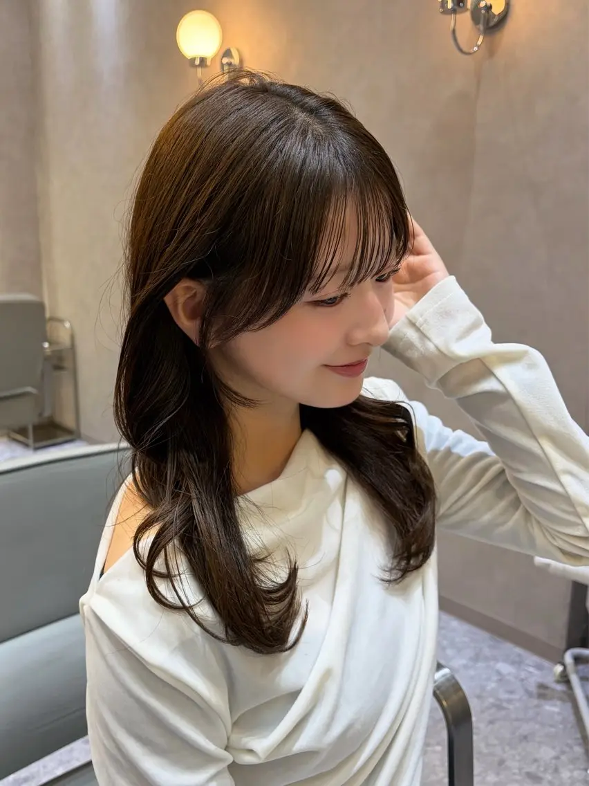 ミディアム 顔周りカット カット ヘアカラー トリートメント Ayano🎀似 合わせ×透明感🎀のヘアスタイル