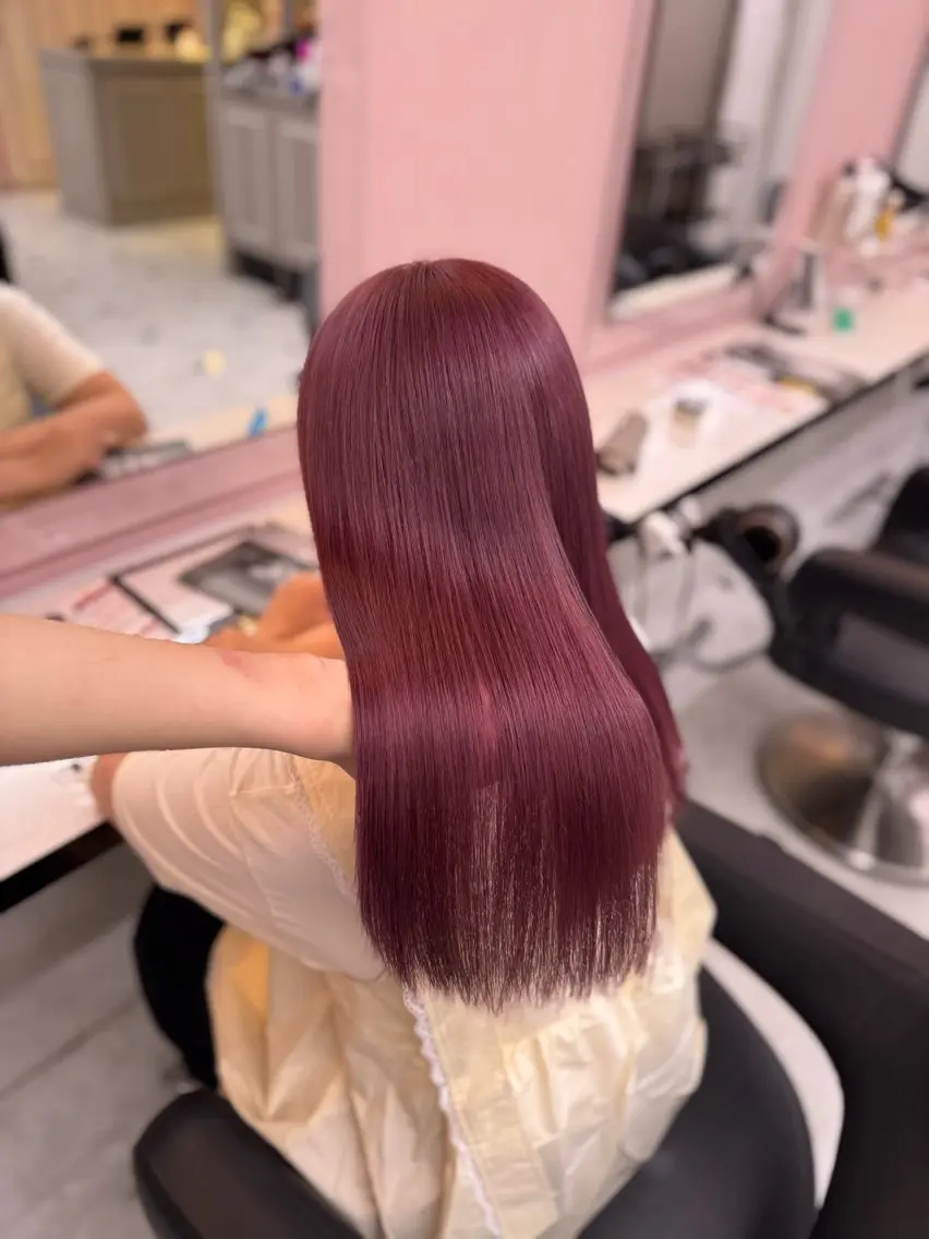 セミロング ヘアカラー トリートメント ヘッドスパ ヘアセット ♥️韓国風透明感 暖色misa♥️のヘアスタイル