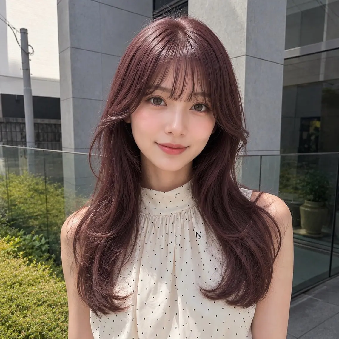 セミロング レイヤーカット カット ヘアカラー Ami/くびれヘア /ピンクカラー🌷のヘアスタイル