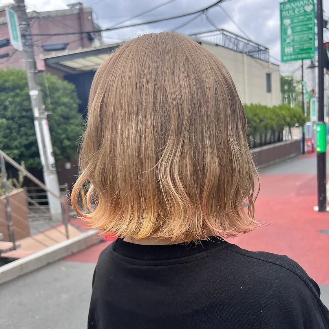 ミディアム カラー ベージュカラー ブリーチ ハイトーンカラー ミルクティーベージュ 💖ブリーチ/暖色 𝐘𝐮𝐢💖のヘアスタイル