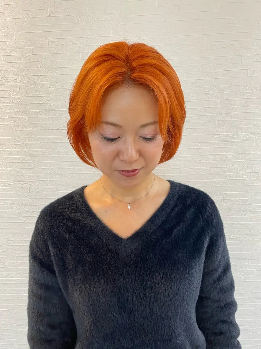 ショート カラー ベージュカラー オレンジ オレンジベージュ カット ヘアカラー YUI/ ブリーチカラー🌷のヘアスタイル