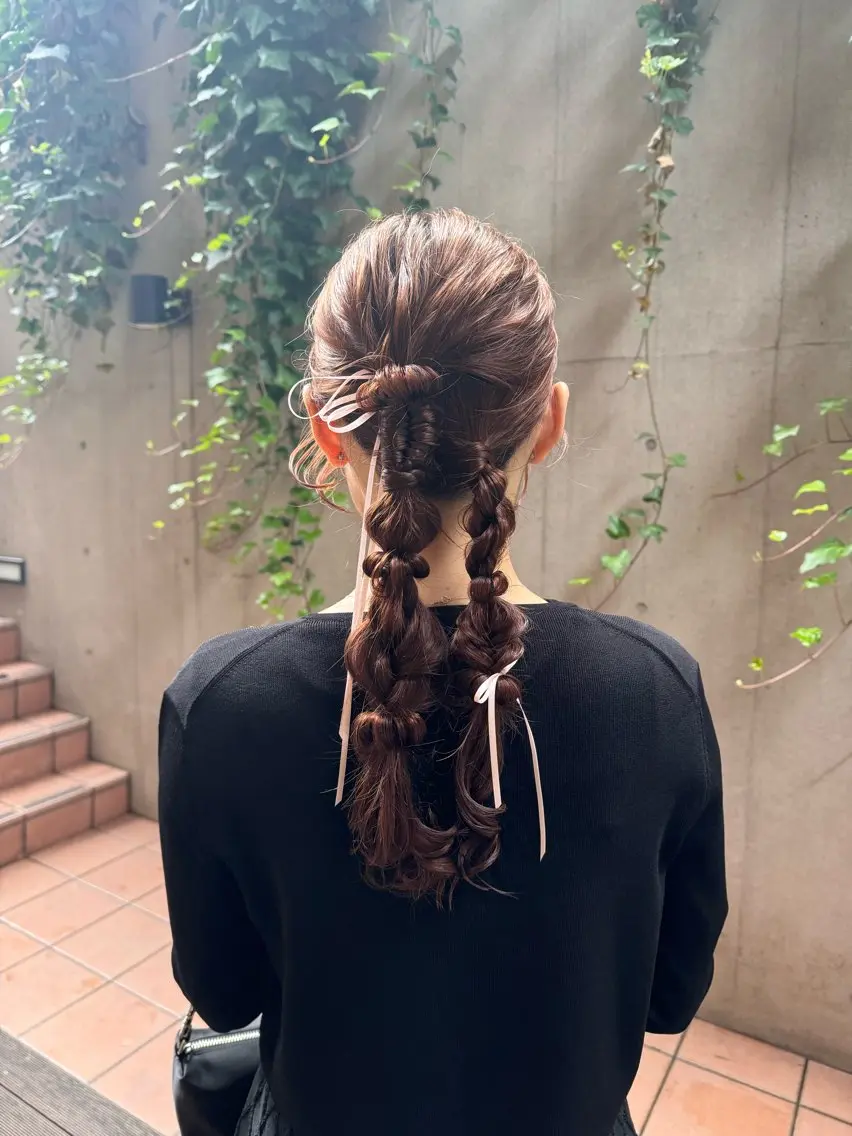 セミロング ヘアアレンジ 🎗️【ヘアセット 美眉】吉川玲🎗️のヘアスタイル