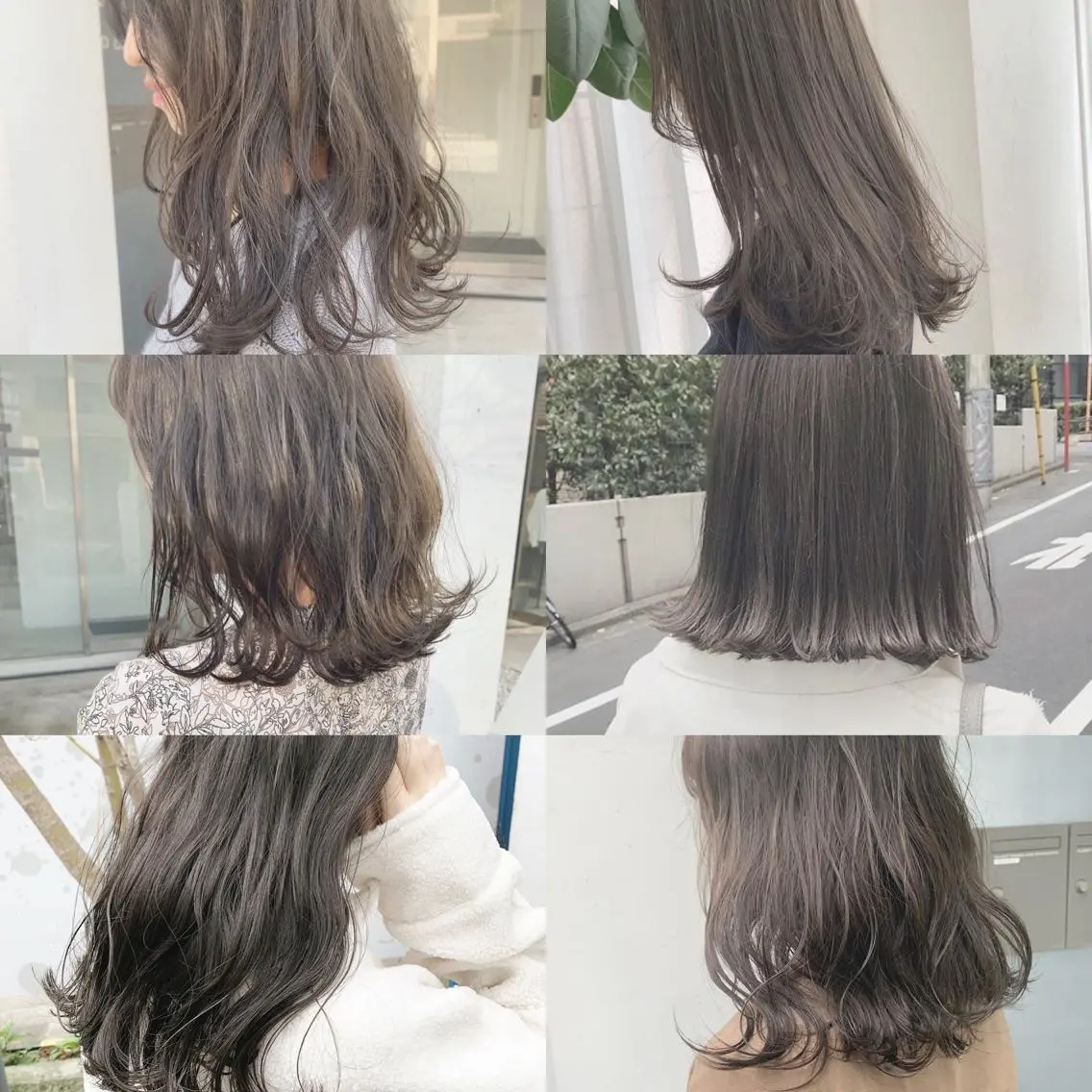 セミロング カラー ネイル ハイトーンボブ 前田 表参道　グレージュのヘアスタイル