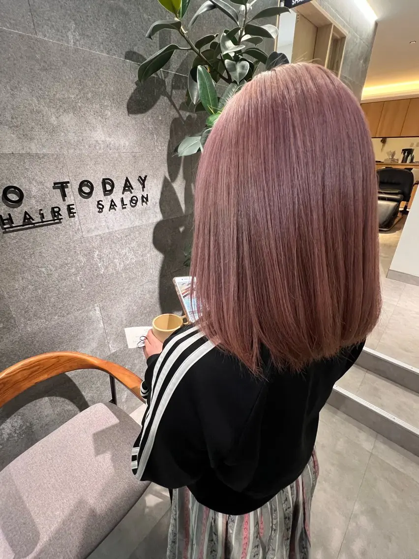 ミディアム カラー ダブルカラー ピンクカラー 髪質改善ミルクティー SATSUKI🌼.のヘアスタイル
