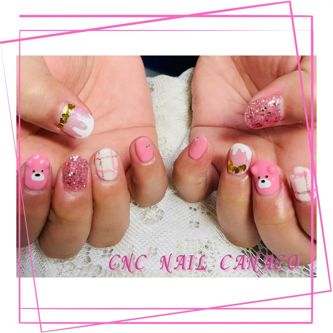 ネイル アートネイル 持ち込み ぷっくりネイル バレンタイン ハンドネイル ハンドケア ベテランネイル cnc nailのネイルデザイン