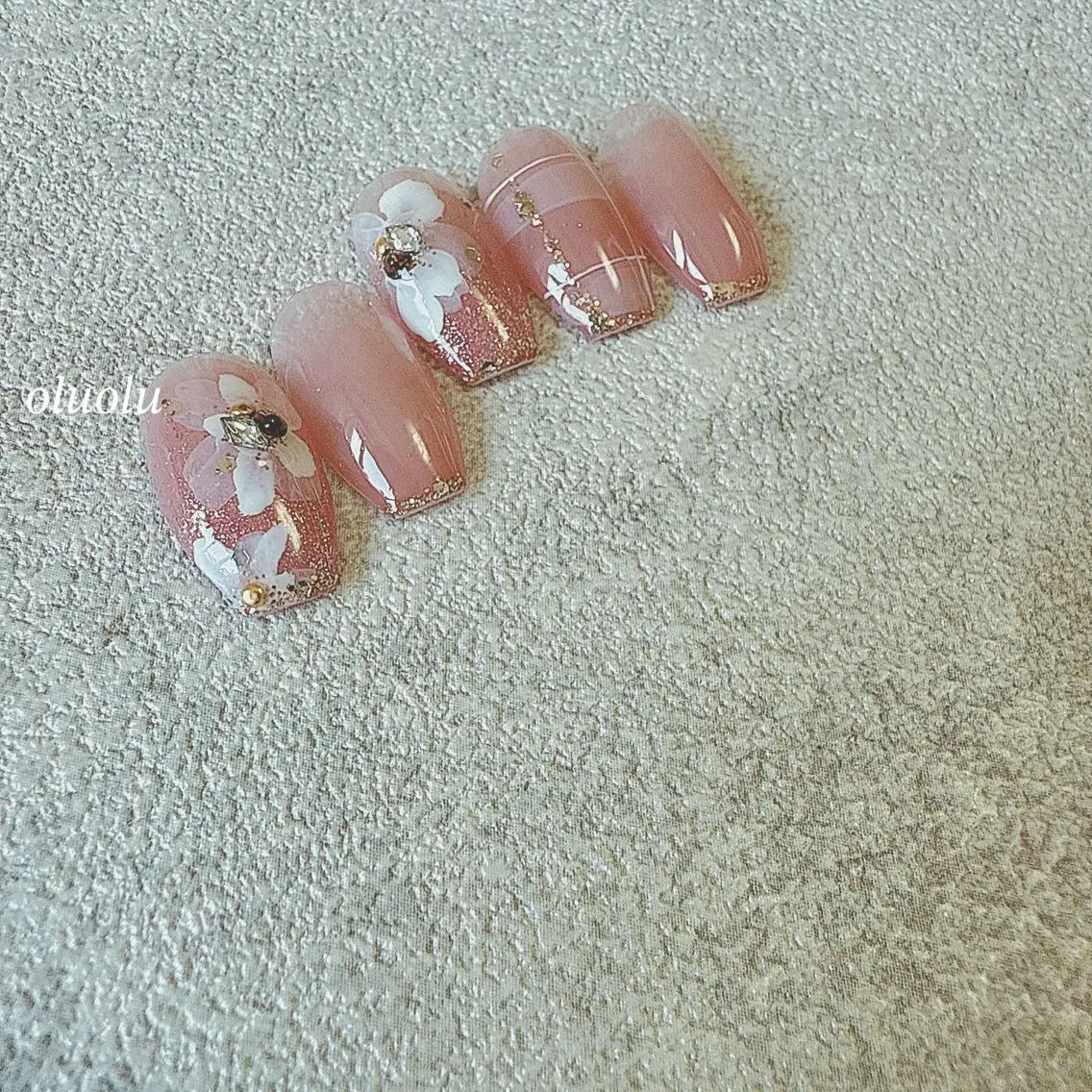 ネイル アートネイル フラワーネイル フットネイル ニュアンスネイル ピンク 大村 紬華のネイルデザイン