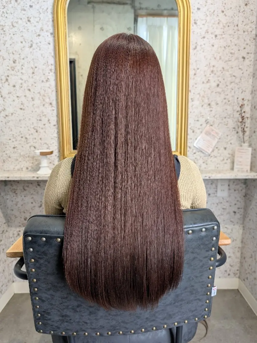ロング パーマ ストレートパーマ 縮毛矯正 トリートメント 髪質改善.縮毛矯正 ×韓国ヘアyukiのヘアスタイル